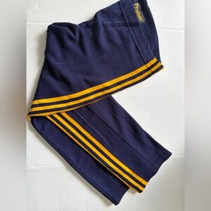 VINTAGE 1980s Protour Men’s Track Trousers Blue with Gold Side Stripes Size:S